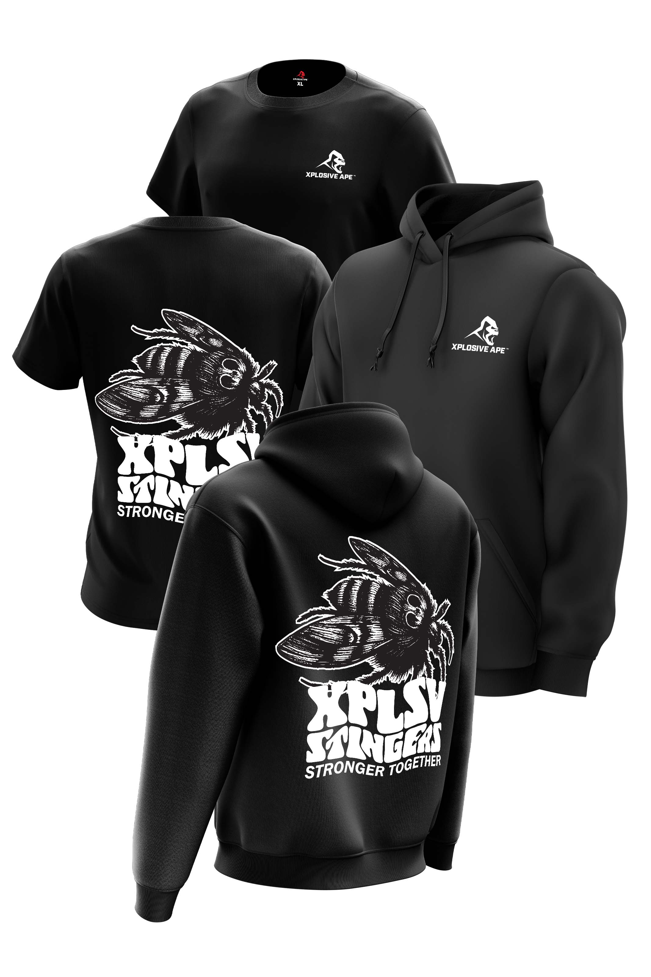 XAPE Stingers Hoodie & Tee Combo - Black