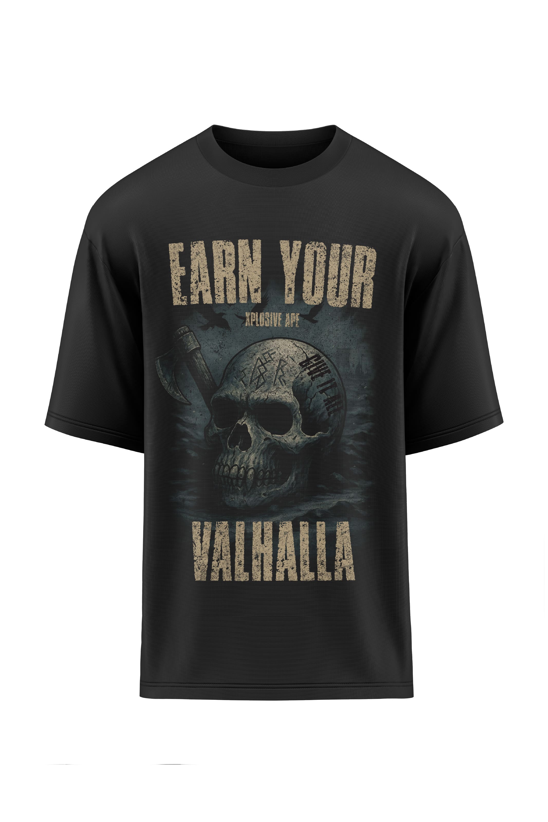 XAPE Earn Your Valhalla  Oversized Tee - Black