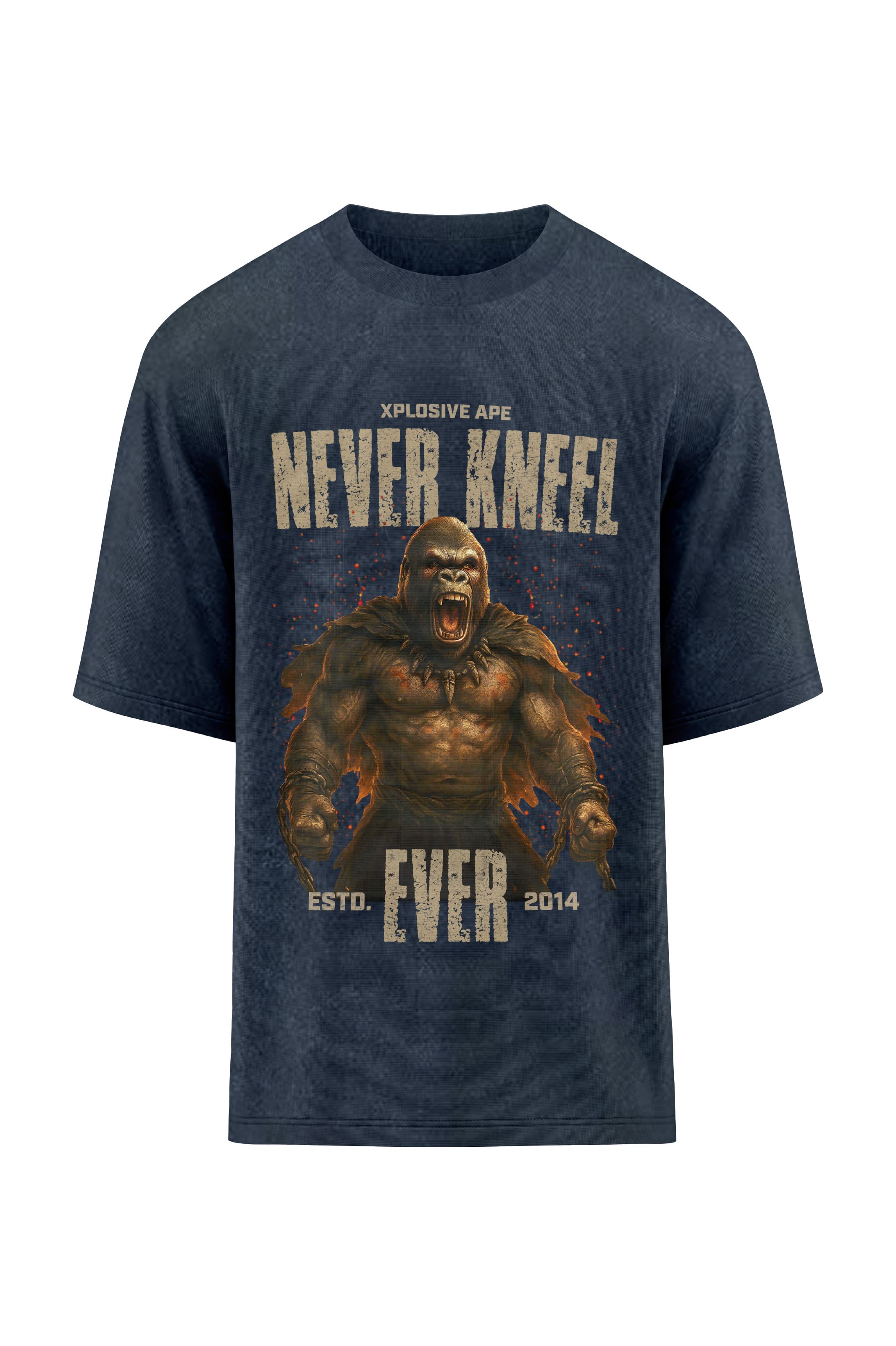 XAPE Never Kneel Oversized Tee - Acid Wash Black