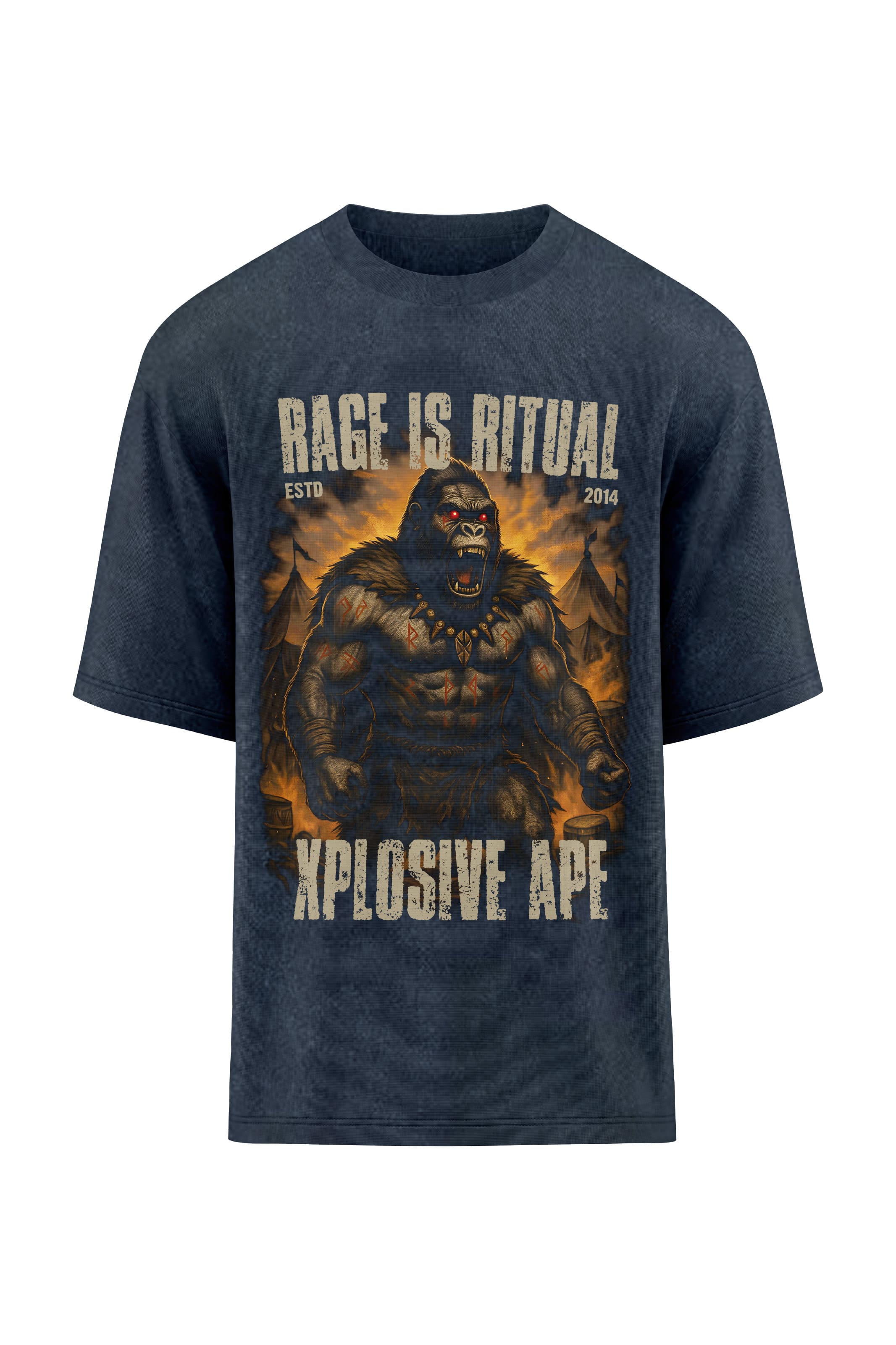 XAPE Rage Ritual Oversized Tee - Acid Wash Black