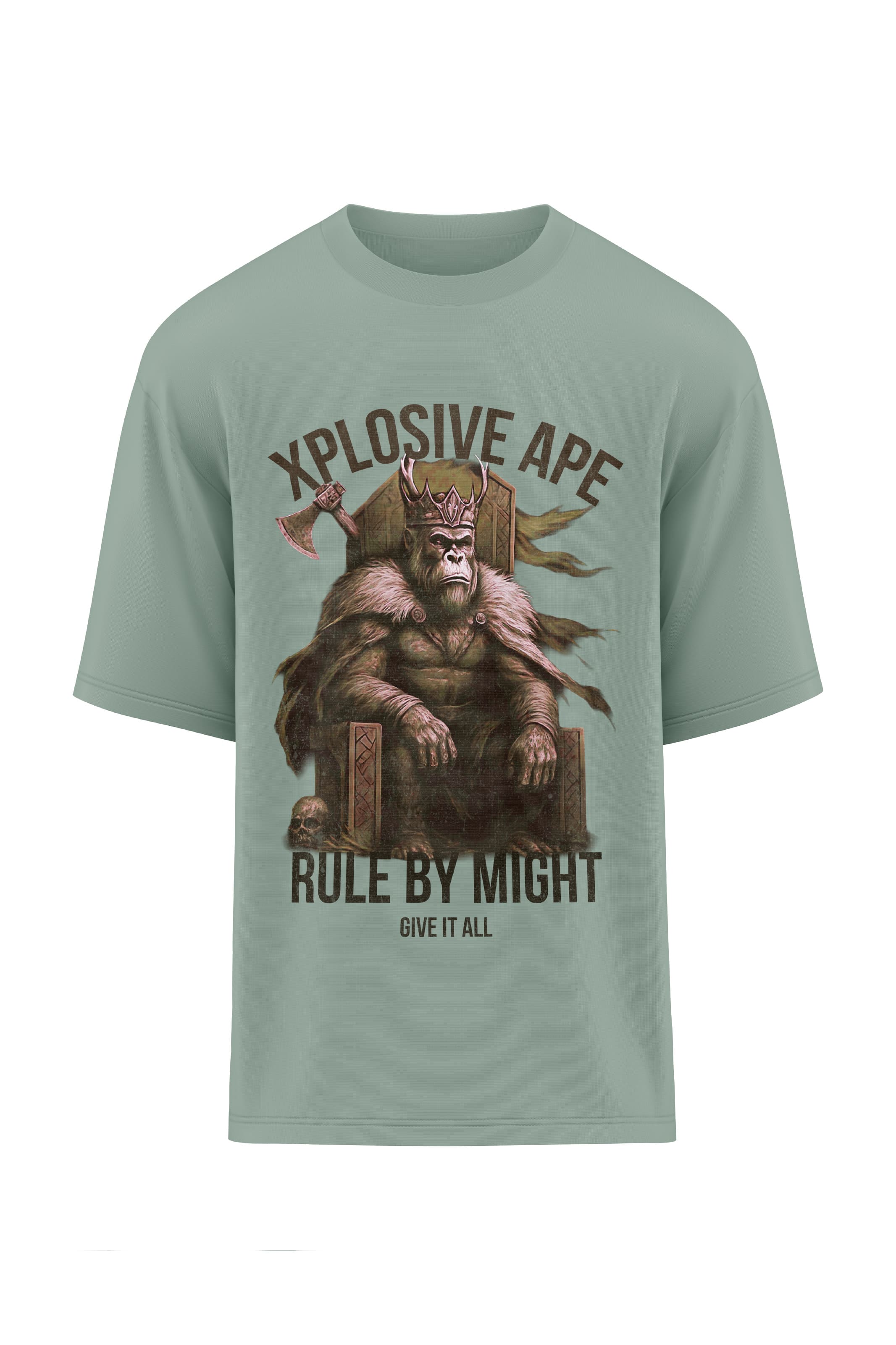 XAPE Rule By Might  Oversized Tee - Sage
