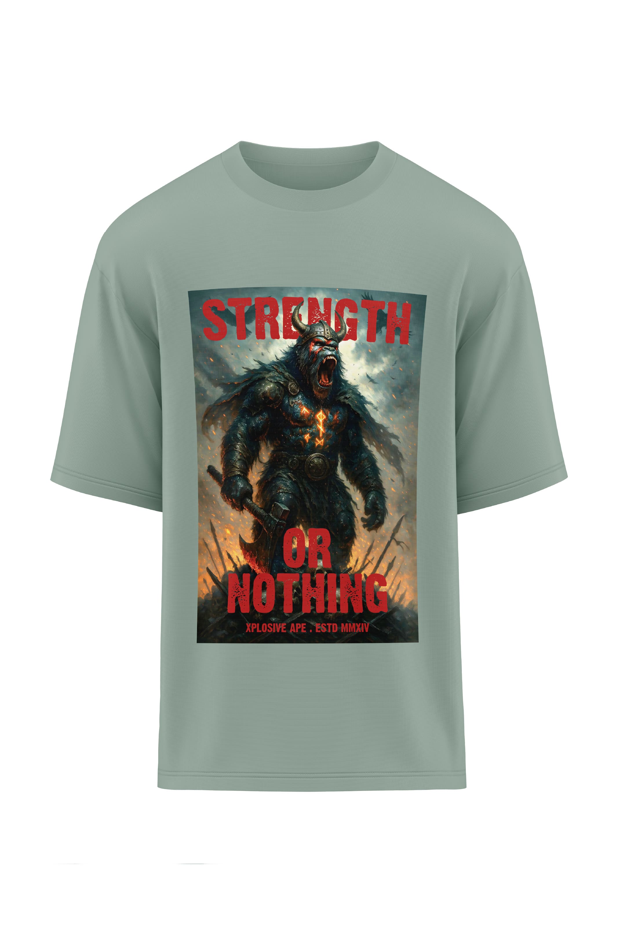 XAPE Strength Or Nothing  Oversized Tee - Sage