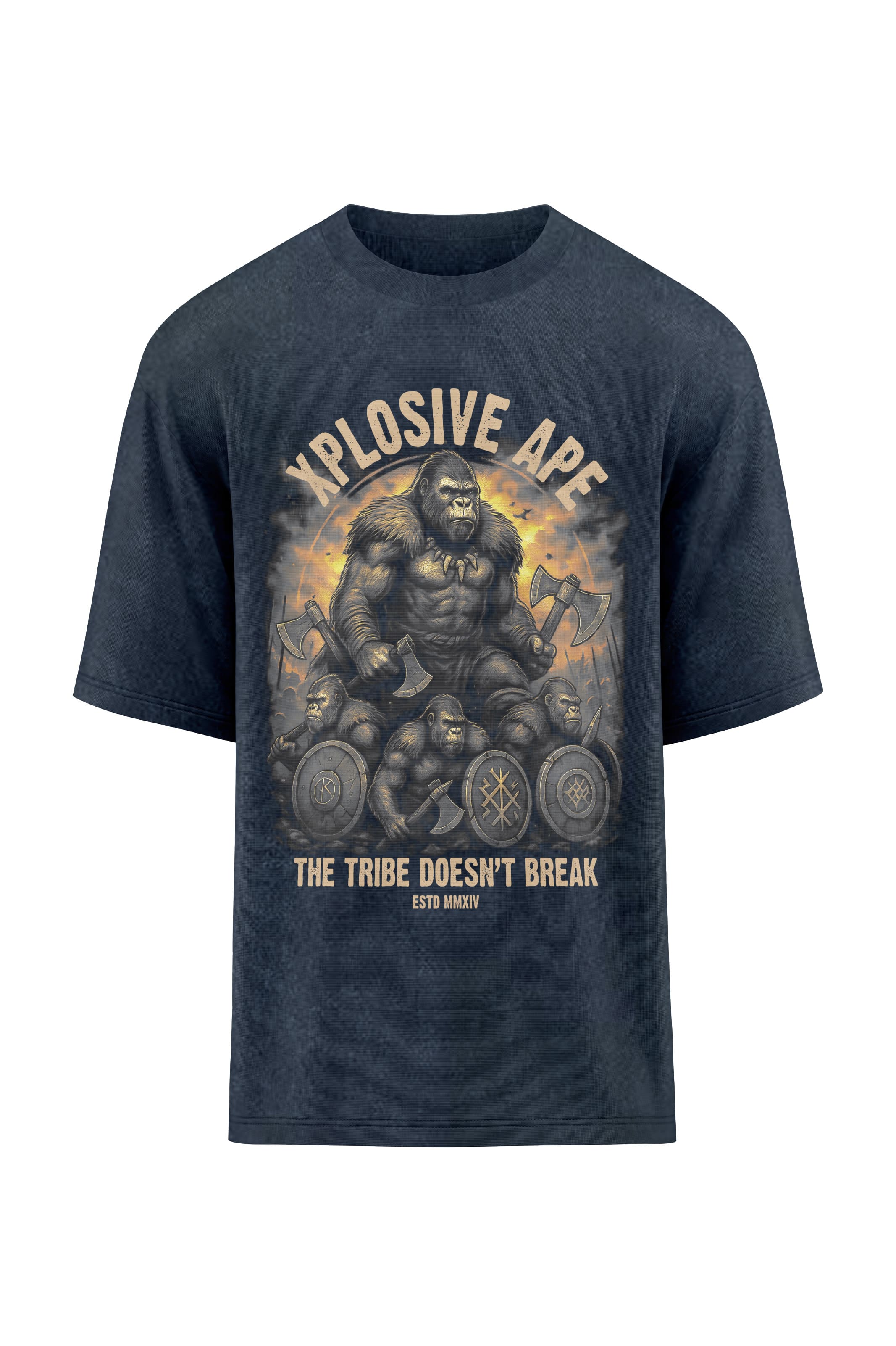 XAPE Tribe Doesn't Break Oversized Tee - Acid Wash Black