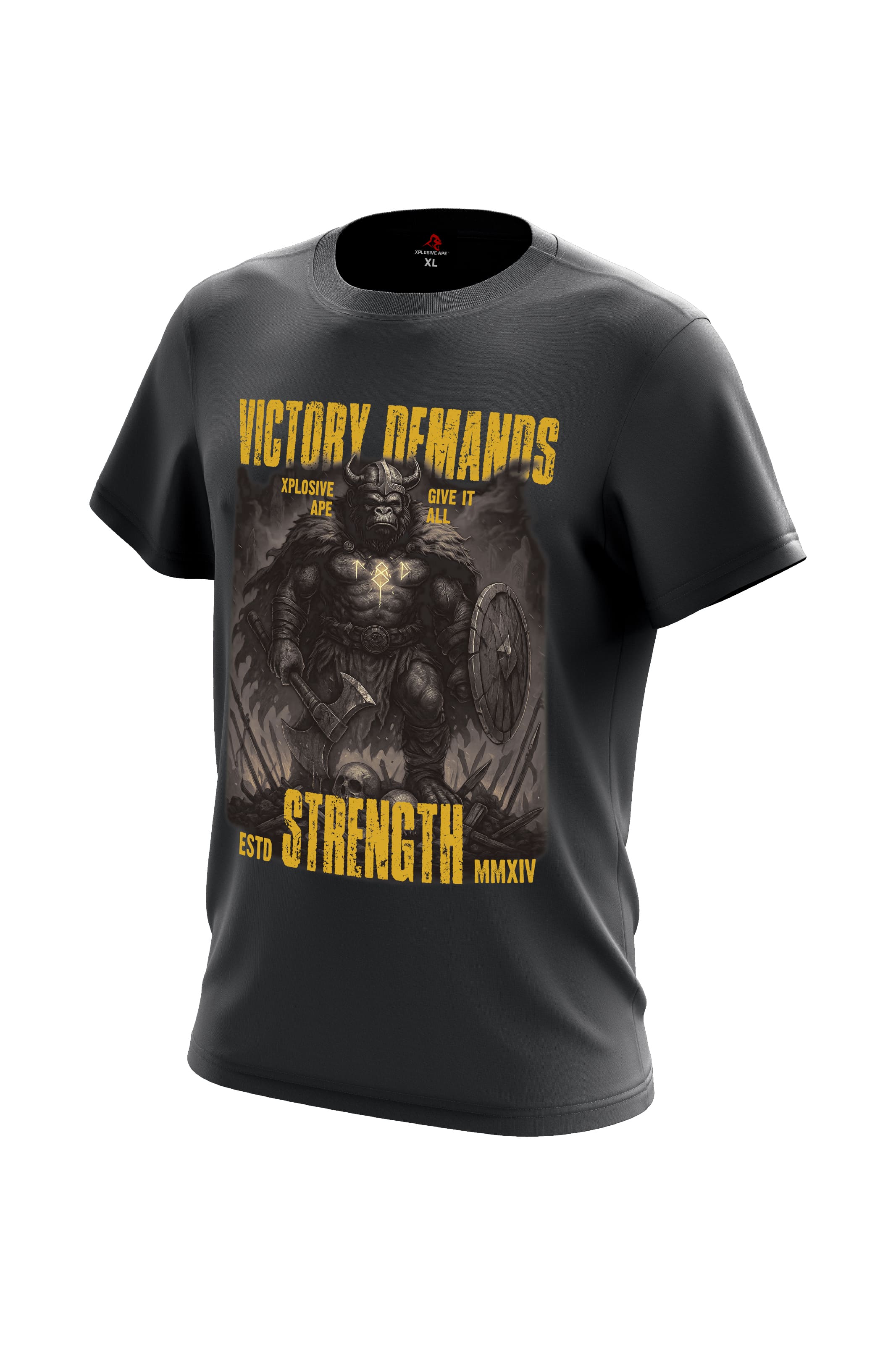 XAPE Victory Demands Strength Tee - Charcoal