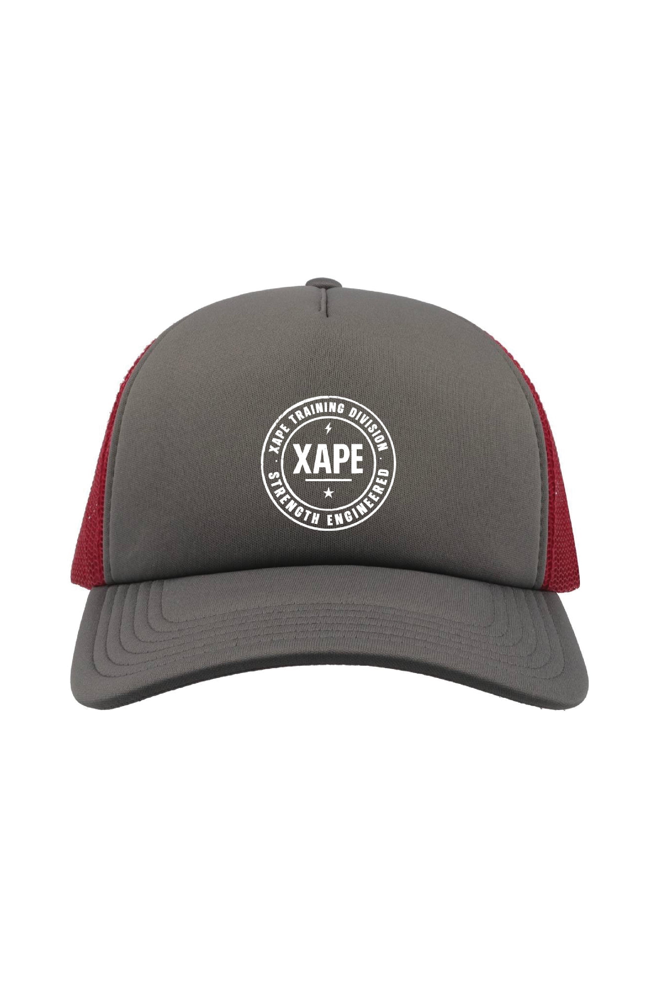 XAPE Classic Badge Logo Trucker Cap - Grey/Red