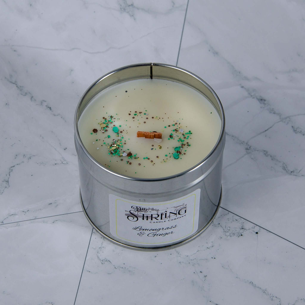 Lemongrass & Ginger - Travel Tin Candle - Wooden Wick