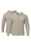 XAPE Classic Badge Logo Oversized Zip Hoodie - Stone