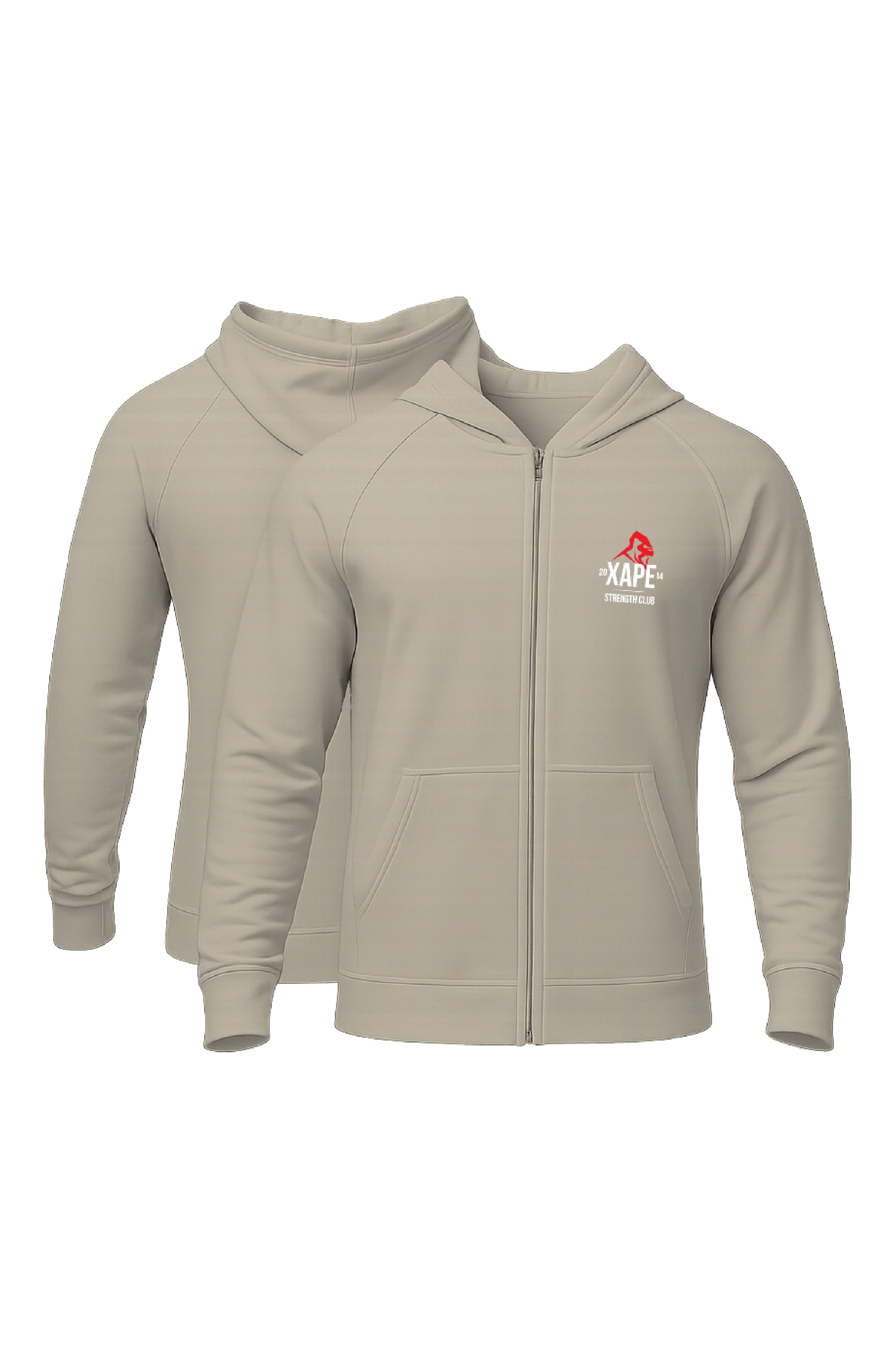 XAPE Classic Strength Logo Oversized Zip Hoodie - Stone